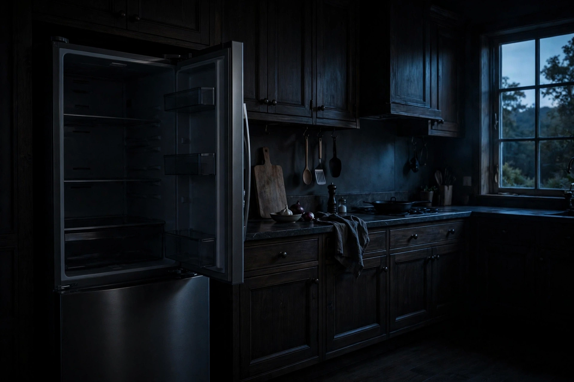 Dark kitchen during a power outage